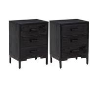 Vidaxl mesitas de noche 2 uds madera maciza de pino negro 40x30x55 cm