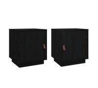 Vidaxl mesitas de noche 2 uds madera maciza de pino negro 40x34x45 cm