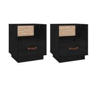 Vidaxl mesitas de noche 2 uds madera maciza de pino negro 40x34x45 cm