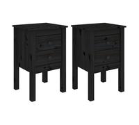 Vidaxl mesitas de noche 2 uds madera maciza de pino negro 40x35x61,5cm