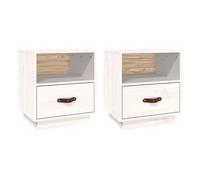 Vidaxl mesitas de noche 2 uds madera maciza pino blanco 40x34x45 cm