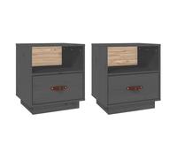 Vidaxl mesitas de noche 2 uds madera maciza pino gris 40x34x45 cm