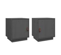 Vidaxl mesitas de noche 2 uds madera maciza pino gris 40x34x45 cm