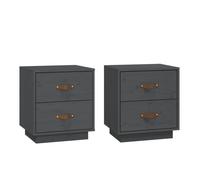 Vidaxl mesitas de noche 2 uds madera maciza pino gris 40x34x45 cm