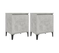 Vidaxl mesitas de noche 2 uds patas de metal gris hormigón 40x30x50 cm
