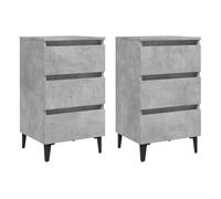 vidaXL 2X Mesita de Noche Patas Aparador Auxiliar Armario Cama Dormitorio Habitación Organizador Almacenamiento Metálicas Gris Hormigón 40x35x69 cm