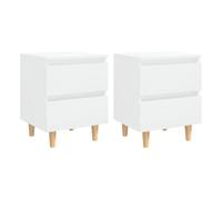Vidaxl mesitas de noche 2 uds patas madera blanco brillo 40x35x50 cm