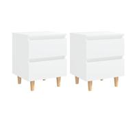 Vidaxl mesitas de noche 2 uds patas madera maciza blanco 40x35x50 cm