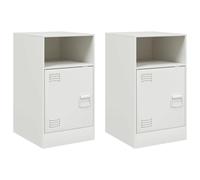 vidaXL Mesitas de Noche 2 Unidades Acero Blanco 34,5x39x62 cm, Mesa Auxiliar, Armario Auxiliar, mesilla de Noche, Mesa de Noche, Muebles de Dormitorio