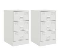vidaXL Mesitas de Noche 2 Unidades Acero Blanco 34,5x39x62 cm, Mesa Auxiliar, Armario Auxiliar, mesilla de Noche, Mesa de Noche, Muebles de Dormitorio