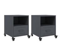vidaXL Mesitas de Noche 2 Unidades Acero Gris Antracita 36x39x43,5 cm, Mesa Auxiliar, Armario Auxiliar, mesilla de Noche, Mesa de Noche
