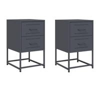 vidaXL Mesitas de Noche 2 Unidades Acero Gris Antracita 36x39x60,5 cm, Mesa Auxiliar, Armario Auxiliar, Soporte para teléfono, mesilla de Noche
