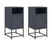 vidaXL Mesitas de noche 2 unidades, acero gris antracita, 36x39x78 cm