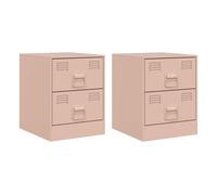 Vidaxl mesitas de noche 2 unidades acero rosa 34,5x39x44 cm