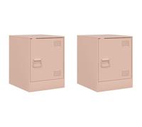vidaXL Mesitas de Noche 2 Unidades Acero Rosa 34,5x39x44 cm, mesilla de Noche, Muebles de Dormitorio, Mesa Auxiliar, Mueble Auxiliar