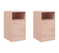 vidaXL Mesitas de Noche 2 Unidades Acero Rosa 34,5x39x62 cm, Mesa Auxiliar, Armario Auxiliar, mesilla de Noche, Mesa de Noche, Muebles de Dormitorio