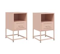 vidaXL Mesitas de Noche 2 Unidades Acero Rosa 36x39x60,5 cm, Mesa Auxiliar, Armario Auxiliar, Muebles de Dormitorio, mesilla de Noche