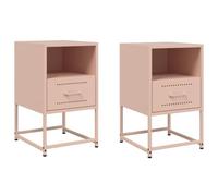 vidaXL Mesitas de Noche 2 Unidades Acero Rosa 36x39x60,5 cm, Mesa Auxiliar, Armario Auxiliar, Muebles de Dormitorio, mesilla de Noche