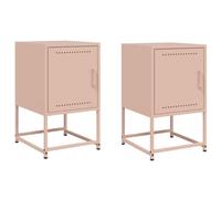 vidaXL Mesitas de Noche 2 Unidades Acero Rosa 36x39x60,5 cm, Mesa Auxiliar, Armario Auxiliar, Soporte para teléfono, mesilla de Noche