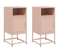 vidaXL Mesitas de Noche 2 Unidades Acero Rosa 36x39x78 cm, Mesa Auxiliar, Armario Auxiliar, Muebles de Dormitorio, mesilla de Noche, Armario de Metal