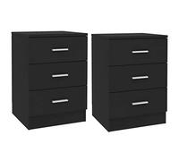 vidaXL Mesitas de noche Set de 2 unidades aglomerado negro 38x35x56 cm