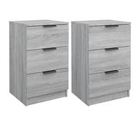 vidaXL 2X Mesitas de Noche Auxiliar Armario Mueble Dormitorio Soporte Teléfono Decorativa Cajones Almacenamiento Moderna Cama Duermo Color Gris Sonoma