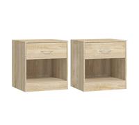 Mesitas de noche 2 unidades con un cajón y estante color roble