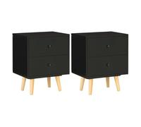 Vidaxl mesitas de noche 2 unidades madera maciza pino negro 40x30x50cm