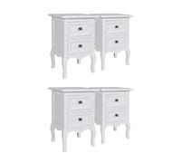 Vidaxl mesitas de noche 4 unidades con 2 cajones mdf blancas