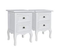 vidaXL 2X Mesitas de Noche con 2 Cajones Estilo Vintage de Madera MDF Blanca