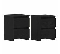 Set de Mesas de Noche de Roble Negro en 2 con Cajones para Almacenamiento, Diseño Moderno, Muebles para el Hogar, Pequeña, Madera, Cajón, Rectangular