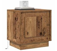 vidaXL Mesitas de Noche con Luces LED 2 Pcs Madera Vieja 44x34.5 x 45cm Mesita Rústica Estante de Almacenamiento Mesa de Carga USB Mueble Pequeño Moderno Compacto Rectangular Bicolor Funcional y EST
