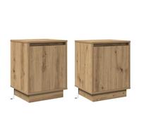 vidaXL Mesitas de Noche con Luces LED 2 pcs Roble Artesanal 39x34,5x50 cm