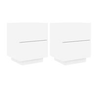 vidaXL Mesitas de Noche con Luces LED 2 uds, Armarios Auxiliares, Mesas de Cama, Muebles para Dormitorio, Madera de Ingeniería Blanca