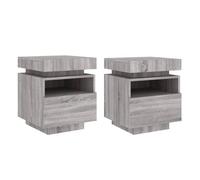 Vidaxl mesitas de noche con luces led 2 uds gris sonoma 40x39x48,5 cm