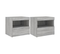 Vidaxl mesitas de noche con luces led 2 uds gris sonoma 50x40x45 cm