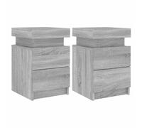 vidaXL Mesitas de Noche con Luces LED 2 uds Gris Sonoma 35x39x55 cm