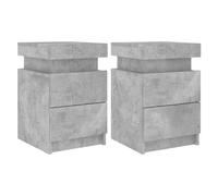 Mesitas De Noche Con Luces Led 2 Uds Gris Hormigón 35x39x55 Cm Vidaxl