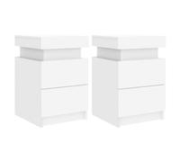 vidaXL Mesitas de Noche con Luces LED 2 Unidades Blanco 35x39x55 cm