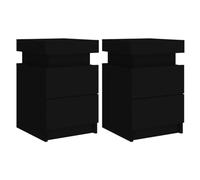 vidaXL Mesitas de Noche con Luces LED 2 Unidades Negro 35x39x55 cm