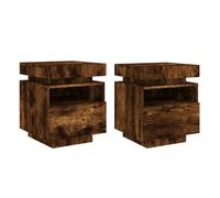 Vidaxl mesitas de noche con luces led 2 uds roble ahumado 40x39x48,5cm