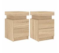 vidaXL Mesitas de Noche con Luces LED 2 uds Roble Sonoma 35x39x55 cm