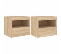 vidaXL Mesitas de Noche con Luces LED 2 uds Roble Sonoma 50x40x45 cm