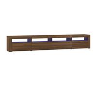 vidaXL Mesitas de Noche con Luces LED Dormitorio Armario Consola Mueble Mesa Teléfono Almacenamiento Cama Adorno Decoración Roble Marrón