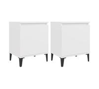 Vidaxl mesitas de noche con patas de metal 2 uds blanco 40x30x50 cm