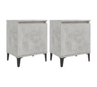 vidaXL Mesitas de Noche con Patas de Metal, Mesa Mesilla con Almacenamiento, Armario Auxiliar, Mueble para Dormitorio Hogar, Gris Hormigón