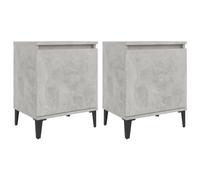 vidaXL Mesitas de Noche con Patas de Metal, Mesa Mesilla con Almacenamiento, Armario Auxiliar, Mueble para Dormitorio Hogar, Gris Hormigón
