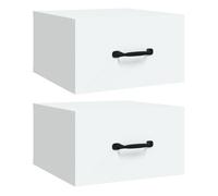 vidaXL 2X Mesitas de Noche de Pared Flotante Mueble Cajón Auxiliar Dormitorio Armario Espacio Almacenamiento Decorativa Hogar Cama Blanco