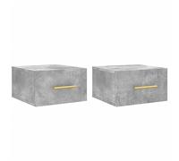 vidaXL Mesitas de Noche de Pared 2 uds Color Gris hormigón 35x35x20 cm