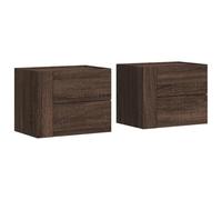 Mesitas De Noche De Pared 2 Uds Color Marrón Roble 45x30x35 Cm Vidaxl